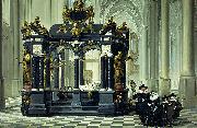 Dirk van Delen A family beside the tomb of Willem I in the Nieuwe Kerk, Delft. oil painting